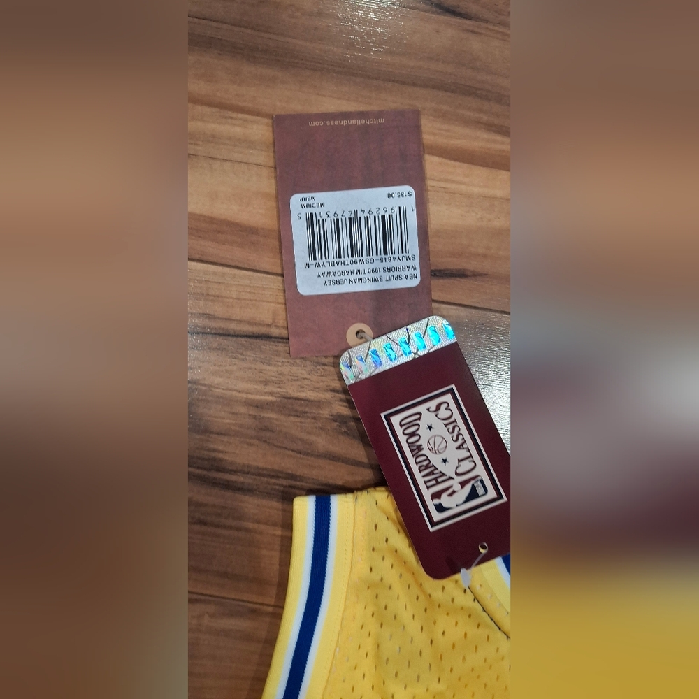 Mitchell & Ness Warriors Split Blue Yellow Jersey Tim Hardaway Mens Medium - Picture 5 of 6